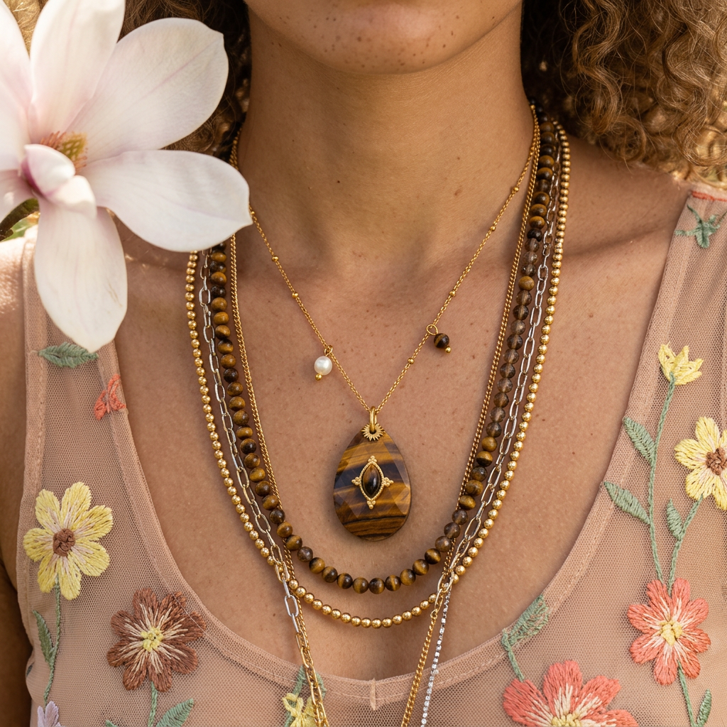 Raelina Golden Teardrop Pendant Necklace