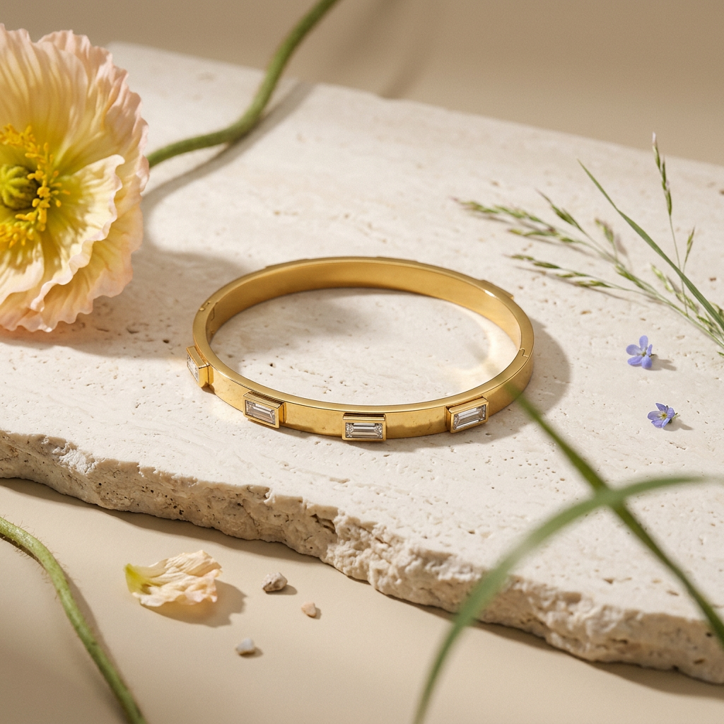Raelia Golden Bar Bangle Bracelet