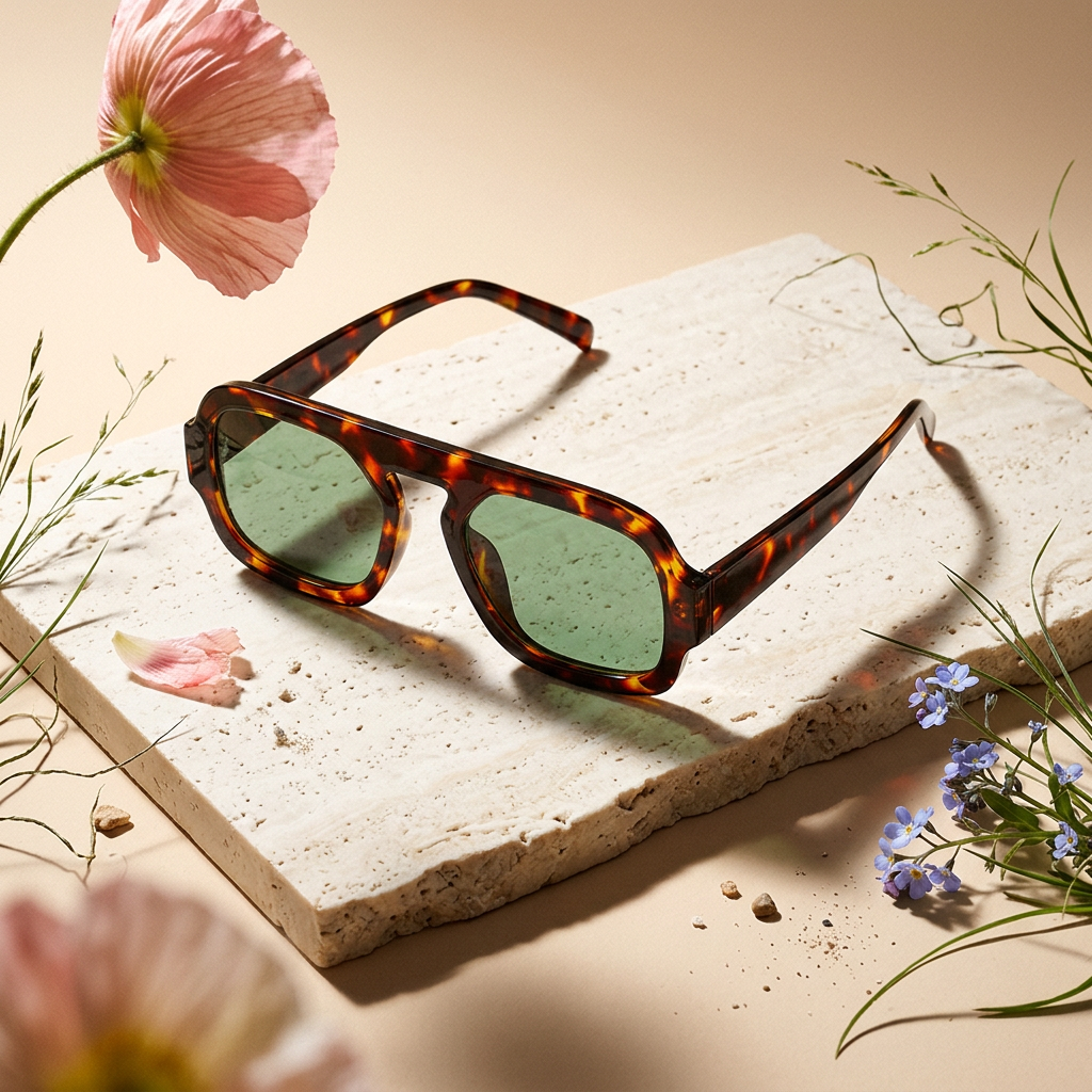 Vaelina Tortoiseshell Oval Frame Sunglasses