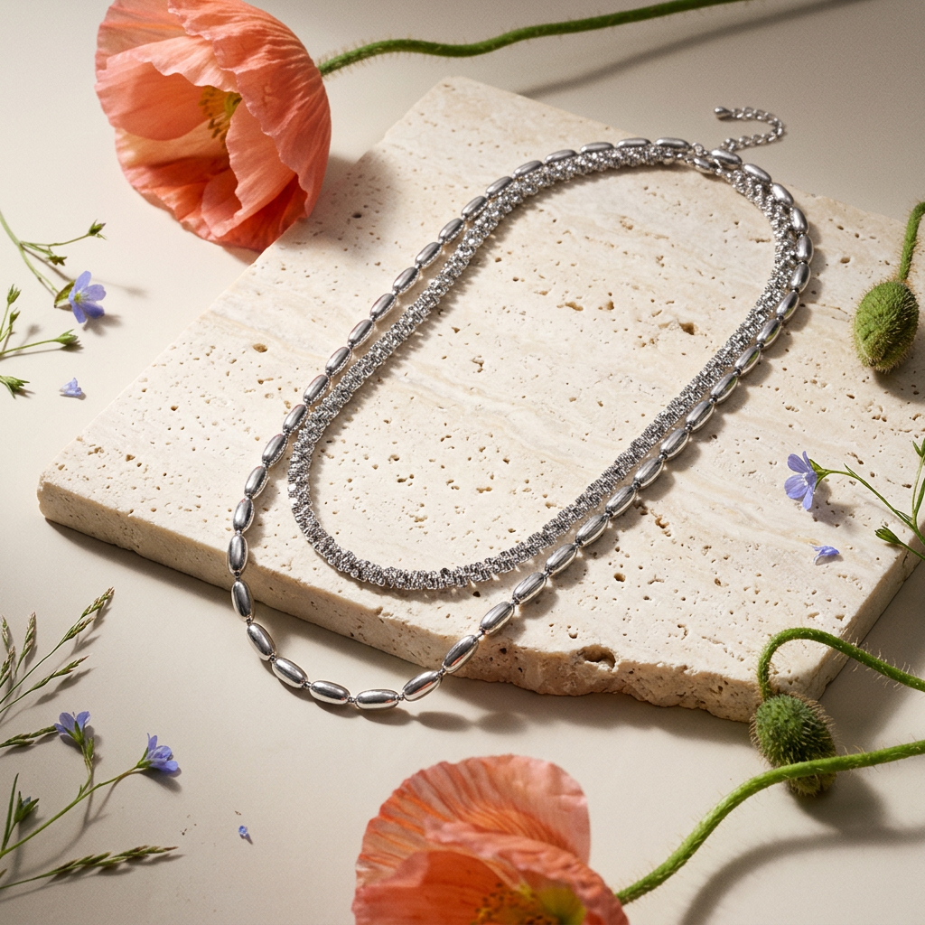 Niolia Silver Oval Chain Necklace