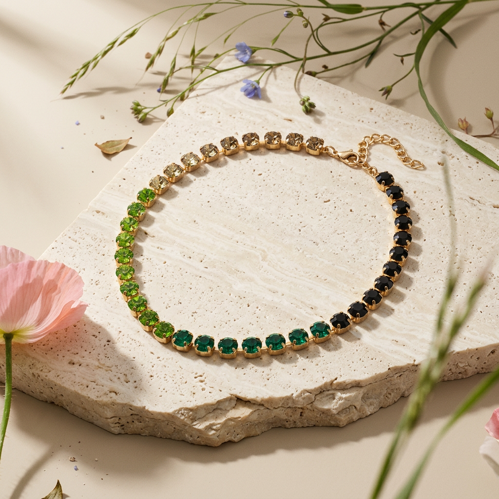 Vealia Golden Orb Tennis Necklace