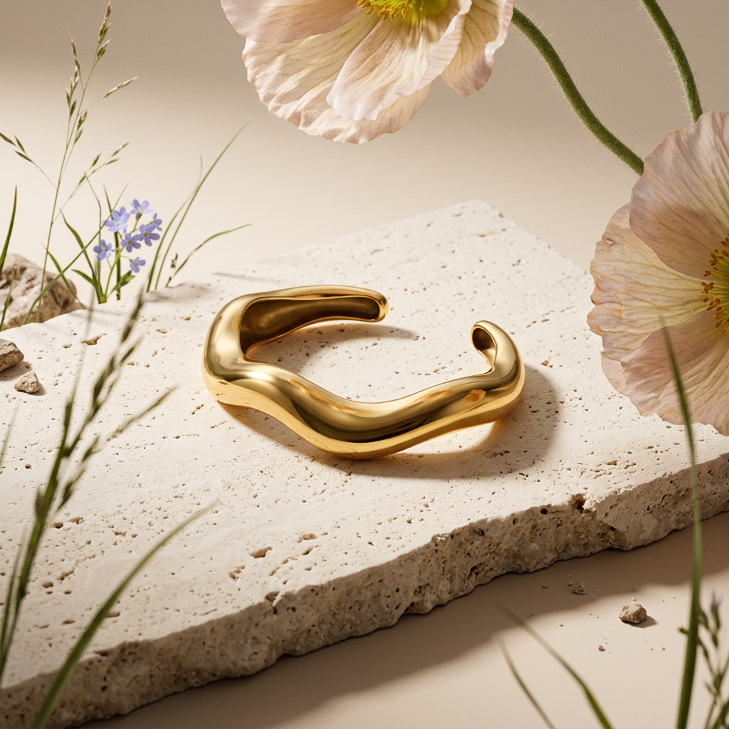 Seovia Golden Crescent Cuff Bracelet