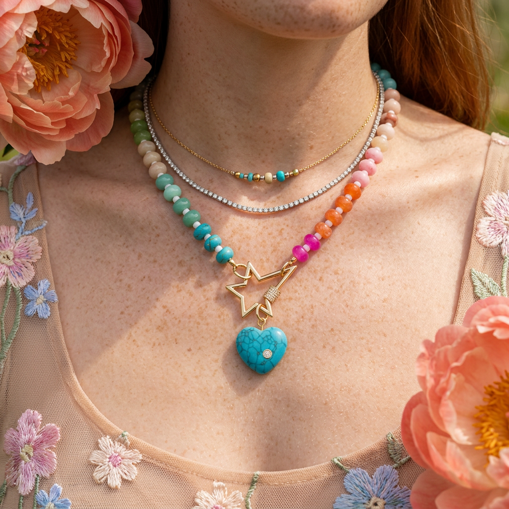 Ziavia Golden Heart Pendant Necklace