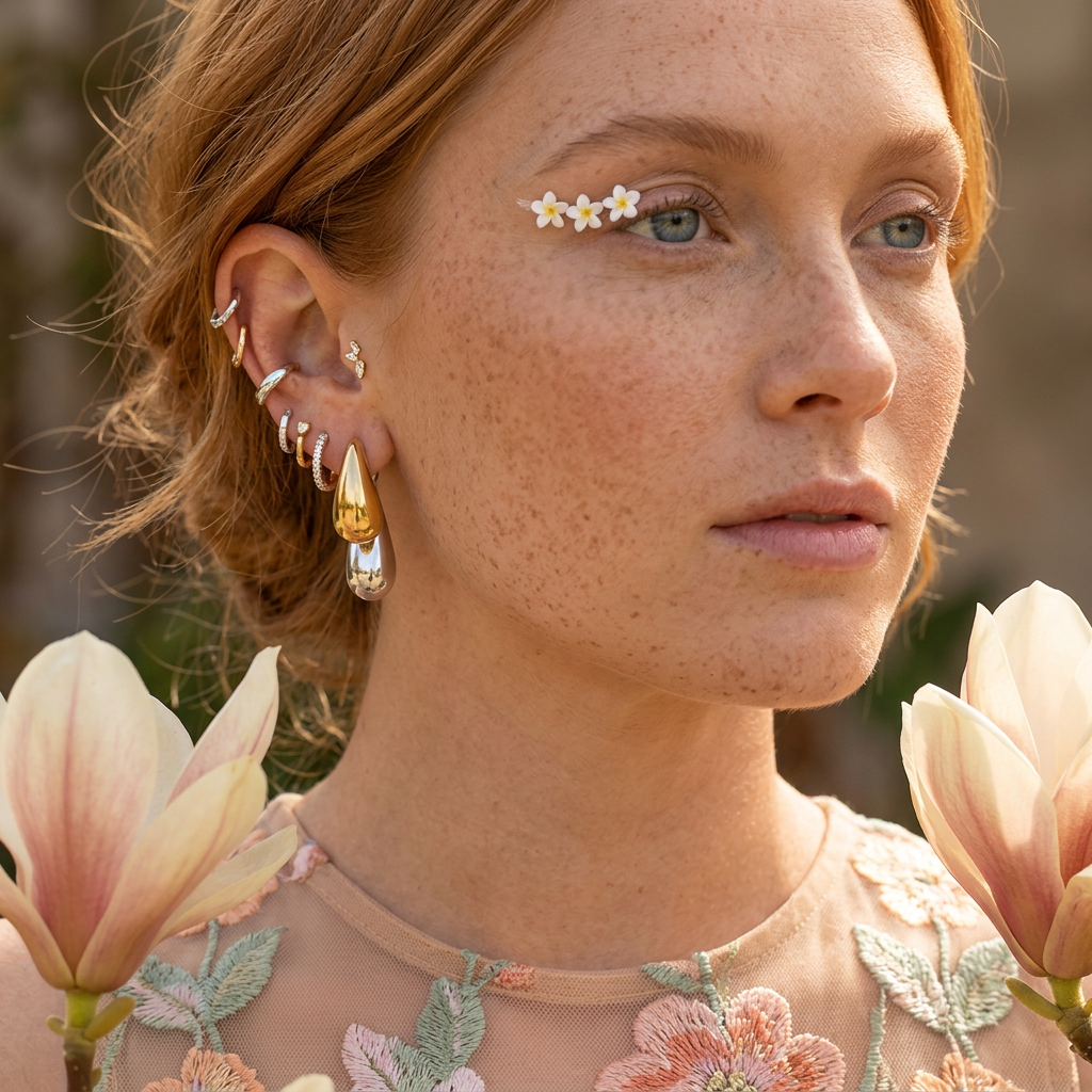 Liovia Two-Tone Drop Stud Earrings