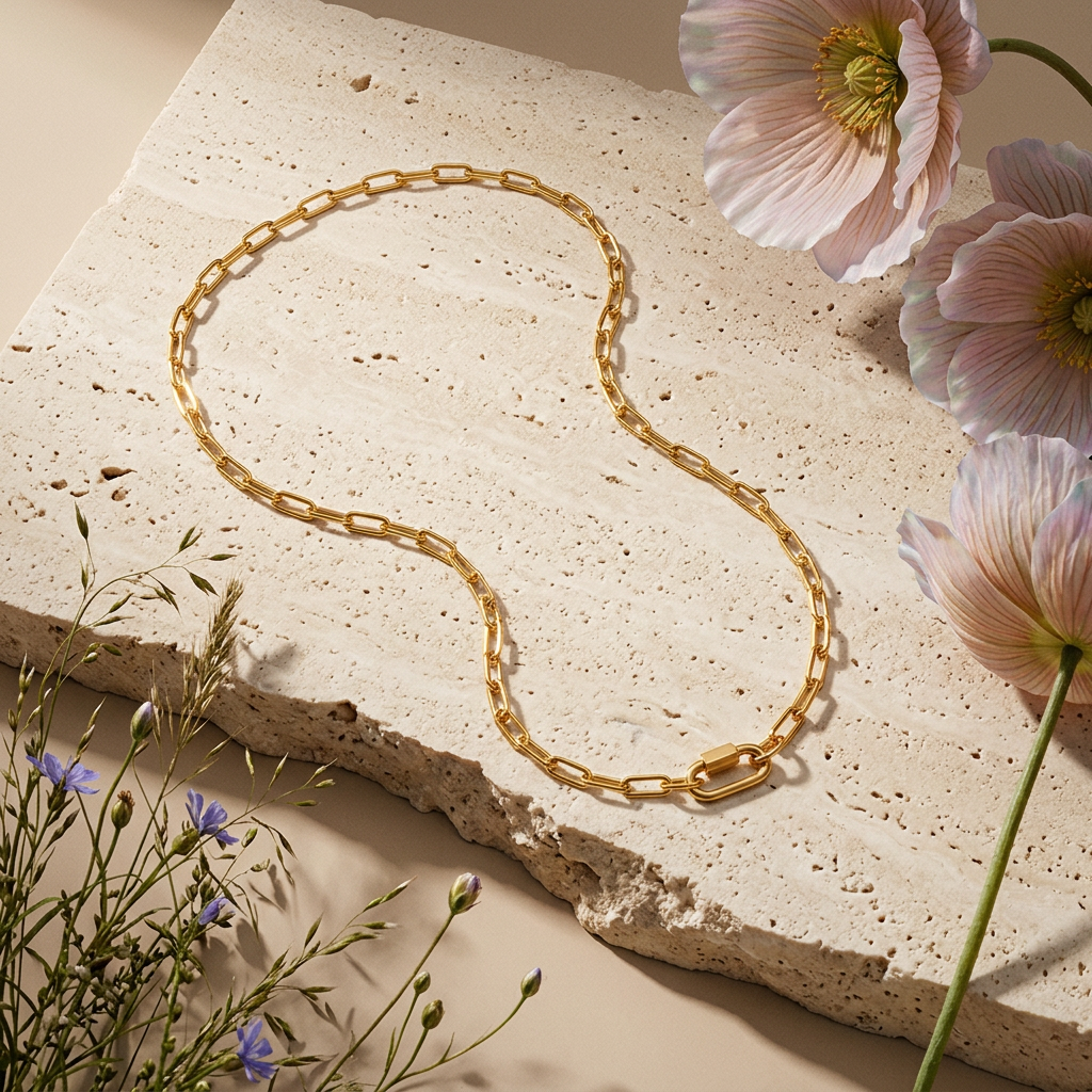 Mialia Golden Paperclip Chain Necklace
