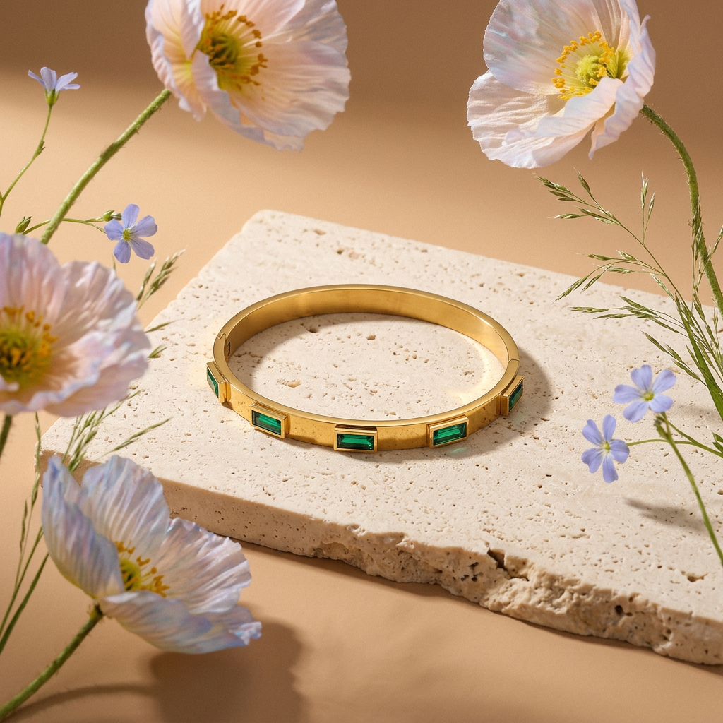 Raevia Golden Bar Bangle Bracelet
