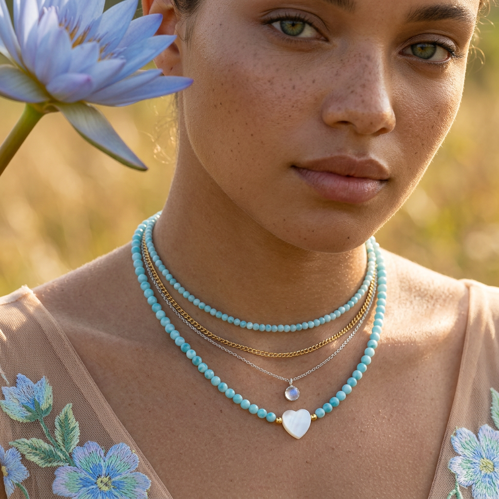 Laenia Golden Heart Choker Necklace