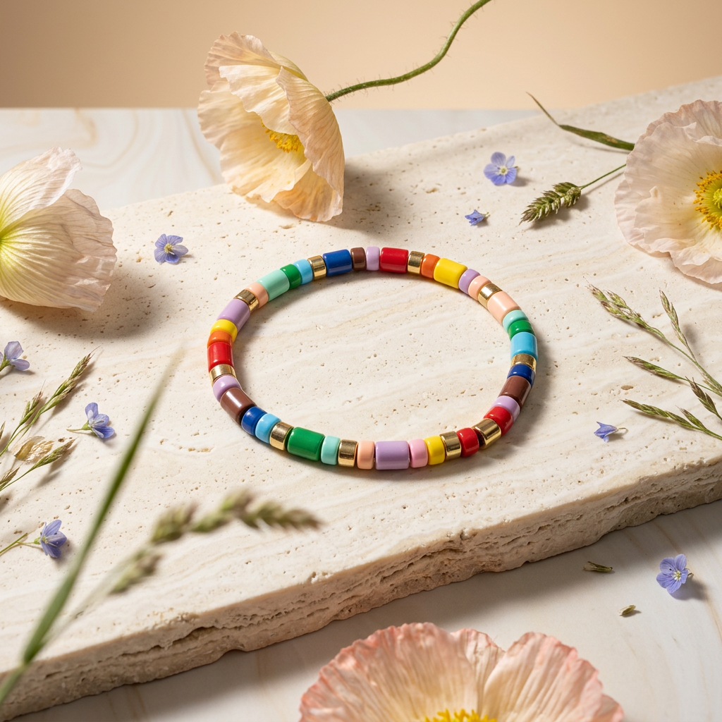 Zeania Golden Disc Bead Bracelet