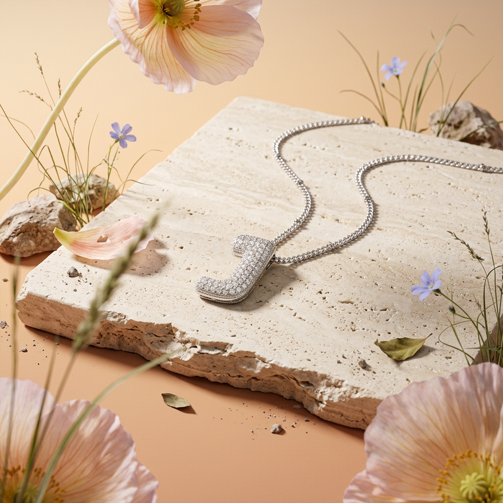 Zeolia Silver "J" Letter Pendant Necklace