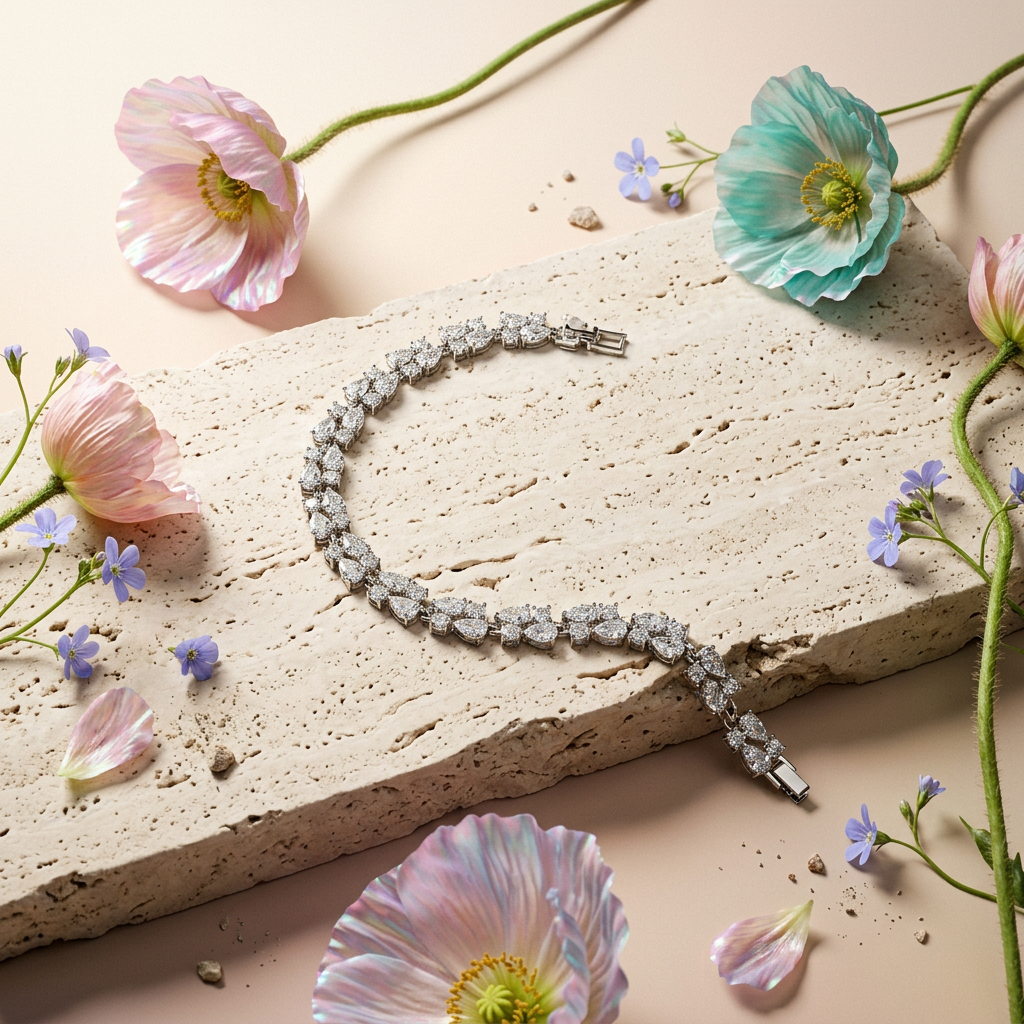 Zeolia Silver Cluster Tennis Necklace