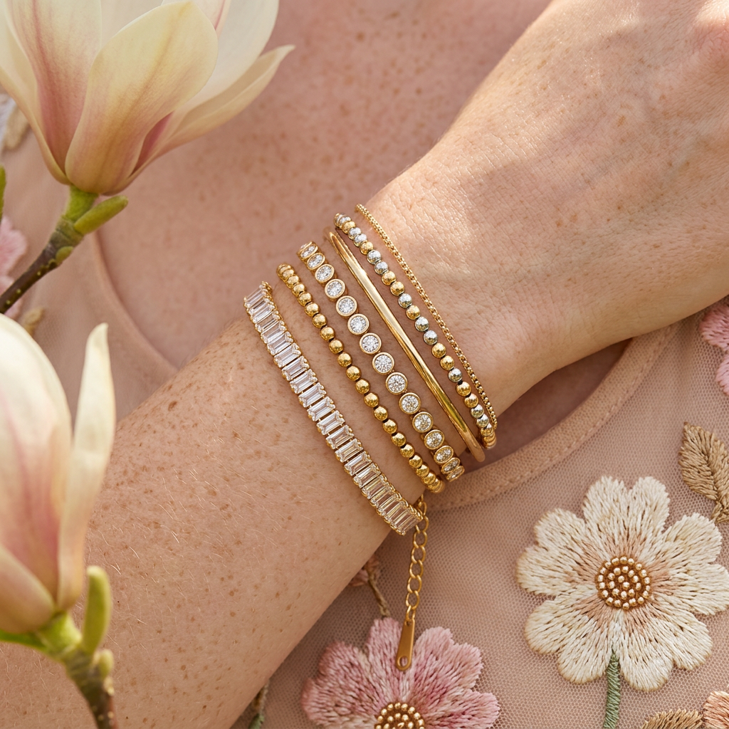 Maelia Golden Bar Chain Bracelet