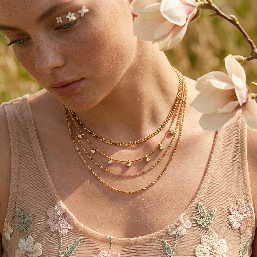 Vaelina Golden Disc Choker Necklace