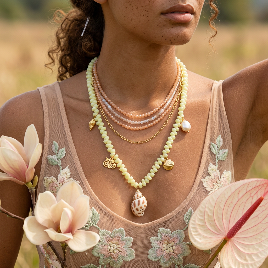 Leonia Golden Shell Drop Pendant Necklace