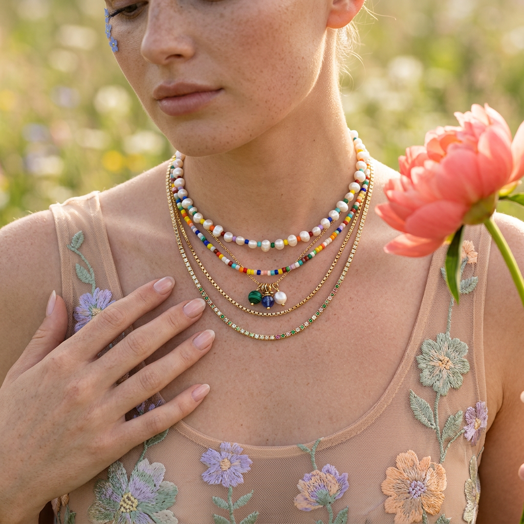 Nevalia Golden Pearl Strand Necklace
