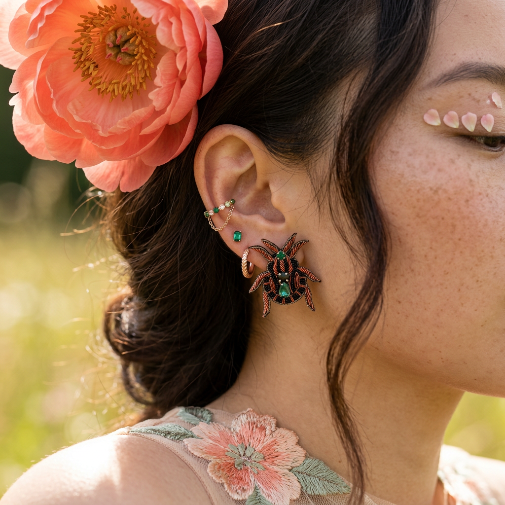 Naevia Golden Beetle Stud Earrings