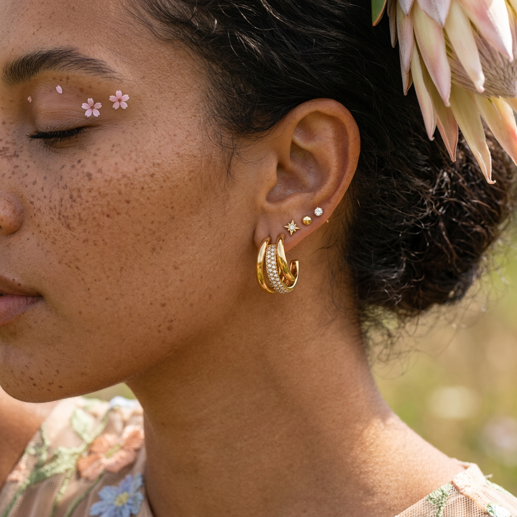 Liovia Golden Crescent Huggie Earrings