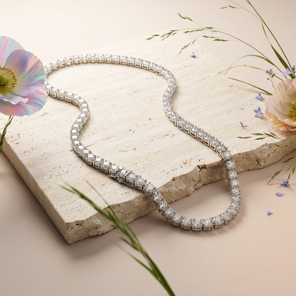 Vaenia Silver Chain Tennis Necklace