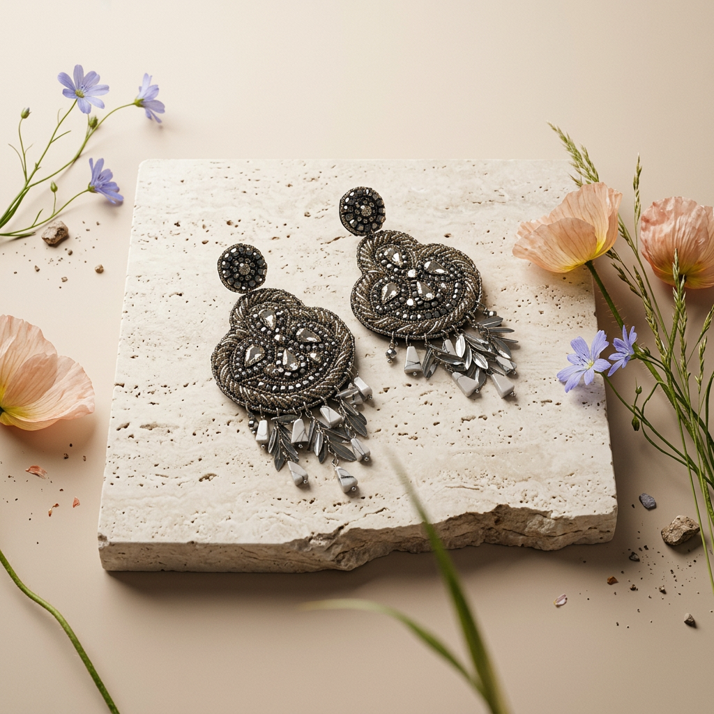 Rionia Silver Teardrop Chandelier Earrings