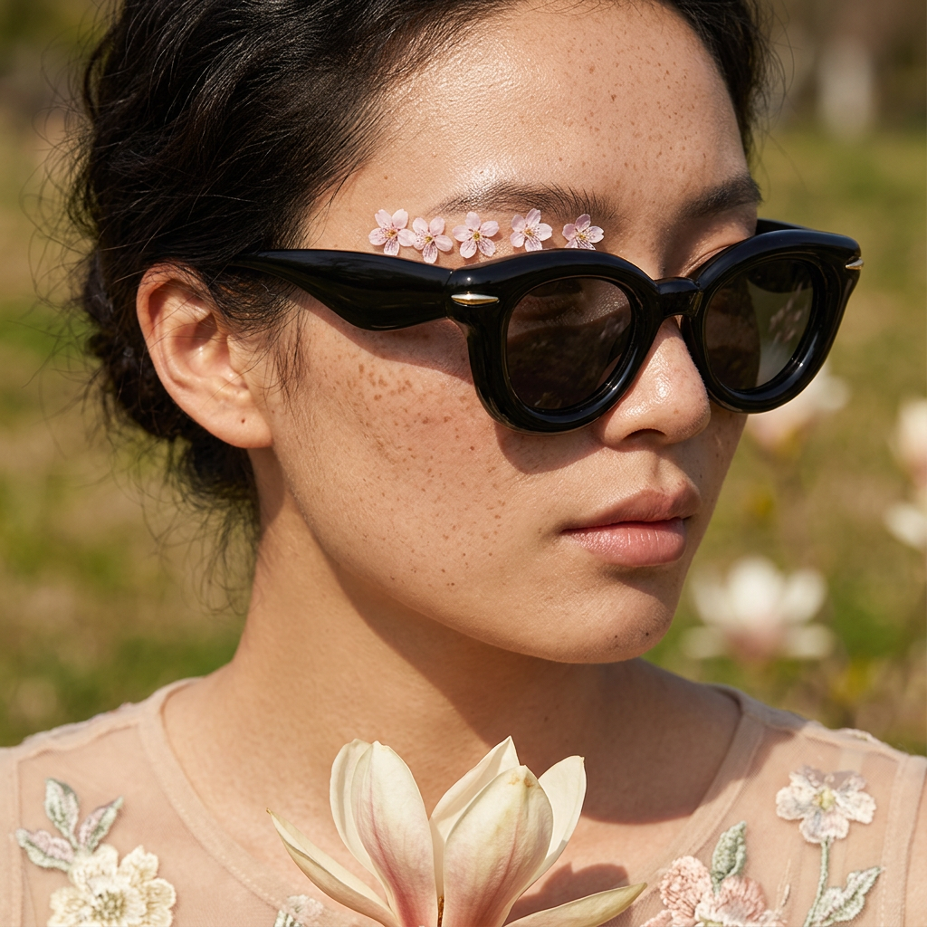 Hiolia Golden Round Frame sunglasses