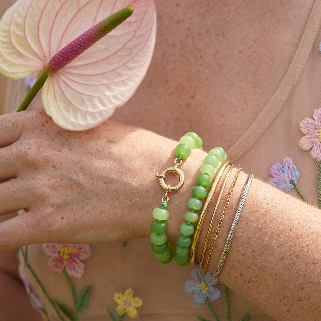 Thaevia Yellow Gold Disc Strand Bracelet
