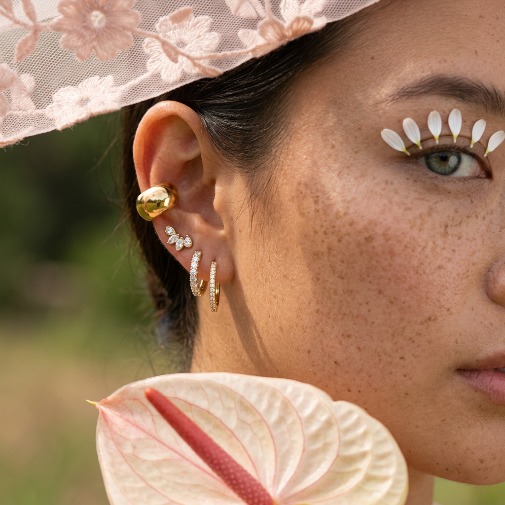Liora Golden Crescent Huggie Earrings