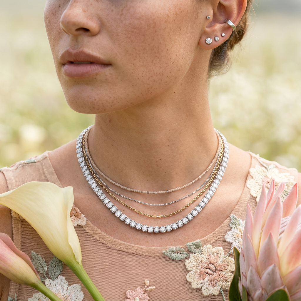 Ziolia Silver Chain Tennis Necklace