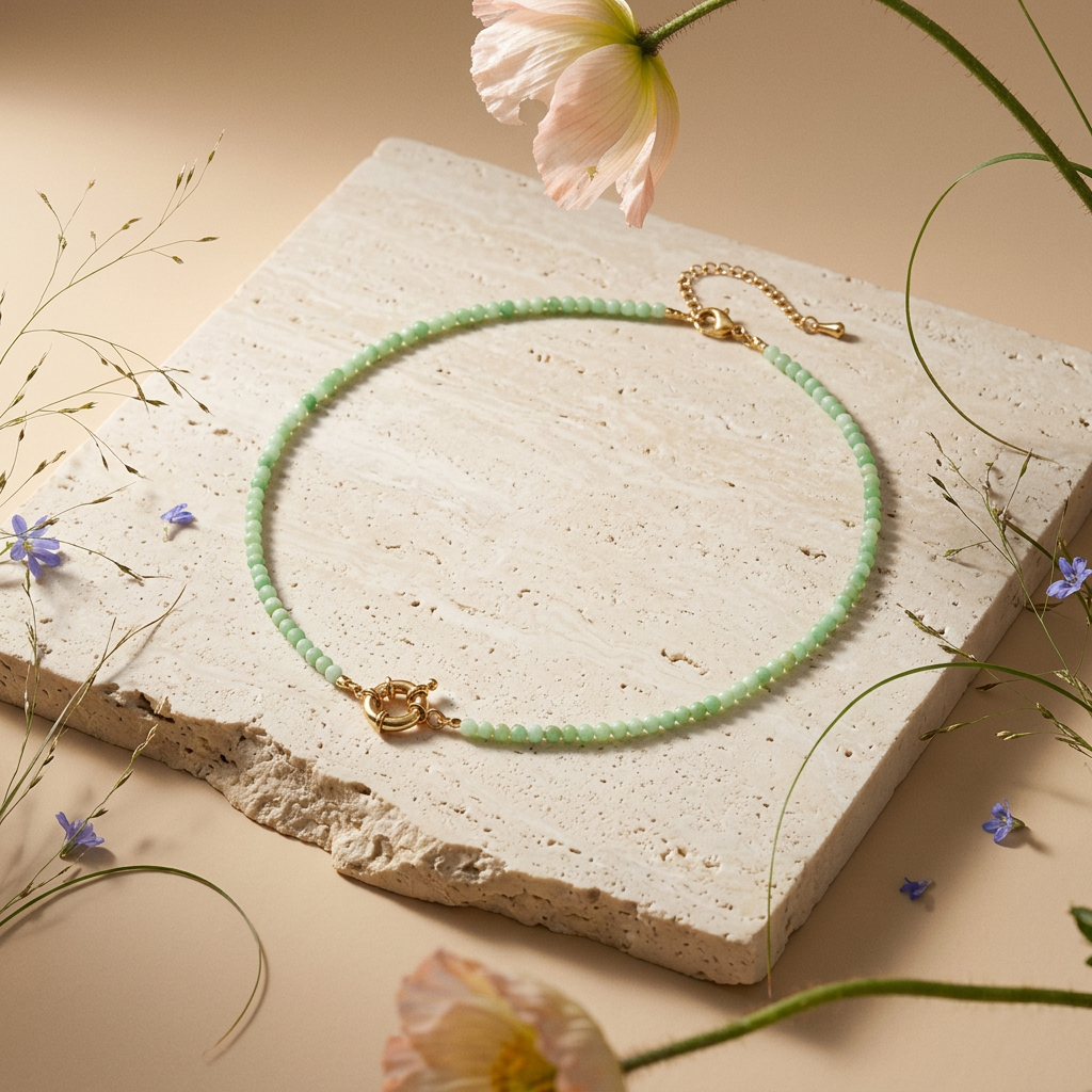 Raevia Golden Bead Strand Necklace