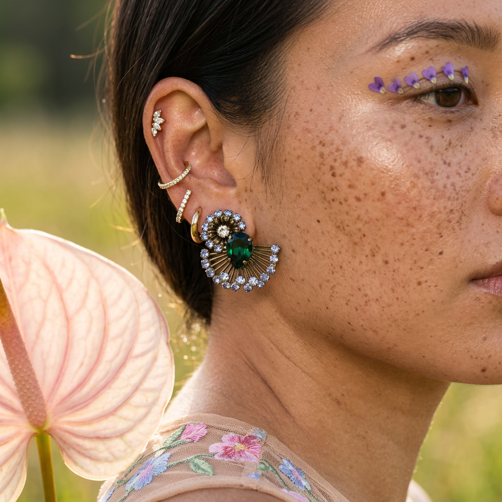 Zeomia Golden Teardrop Stud Earrings