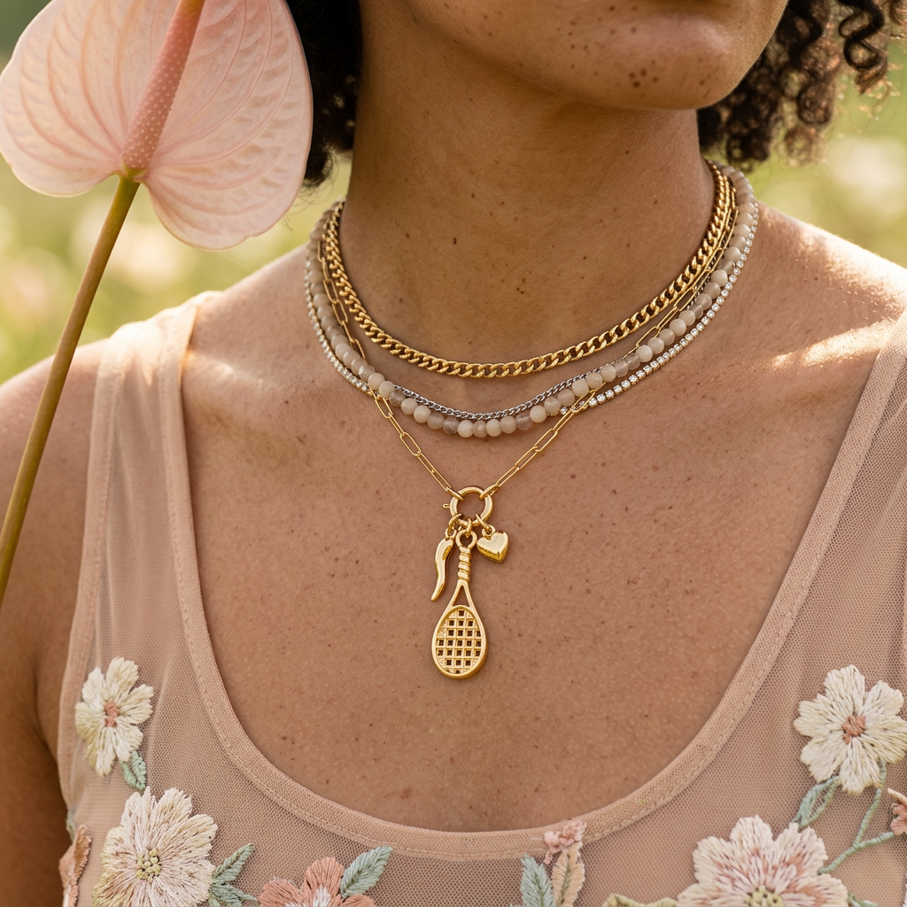 Maelia Golden Racket Charm charm