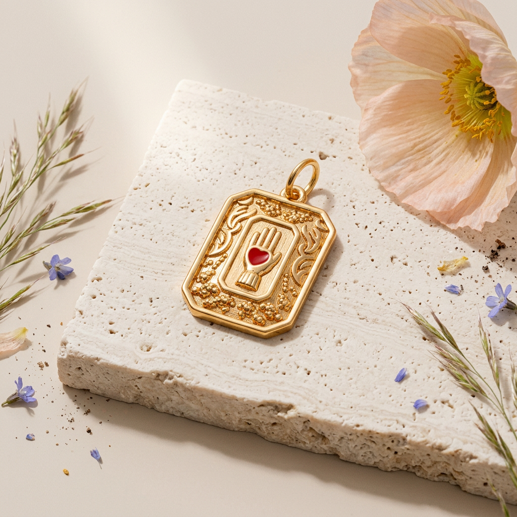 Tealia Golden Octagon Pendant Charm