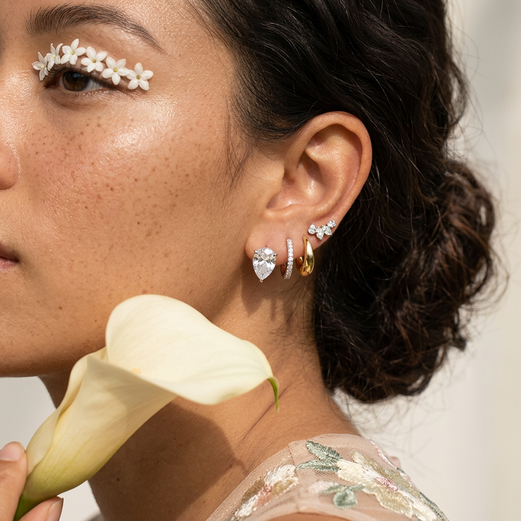 Tiolia Golden Drop Stud Earrings