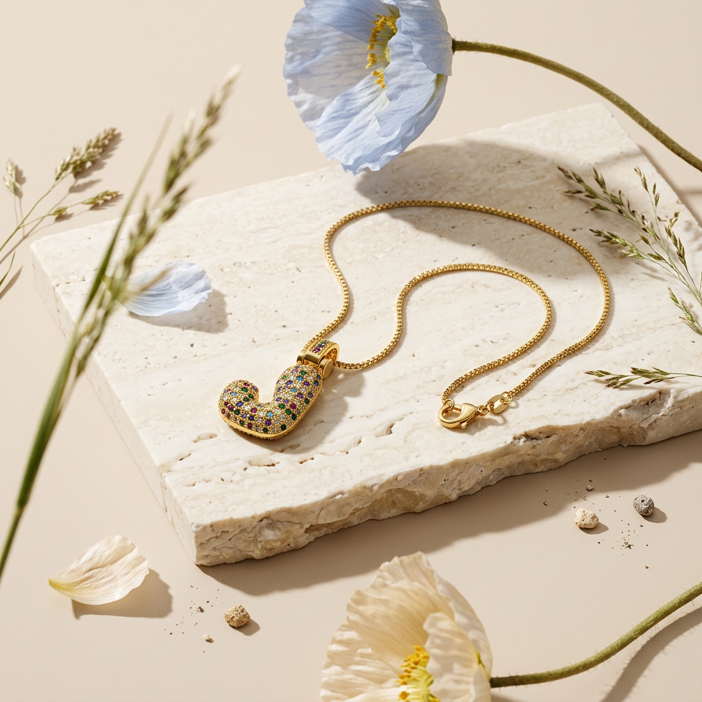 Raelia Golden "J" Letter Pendant Necklace