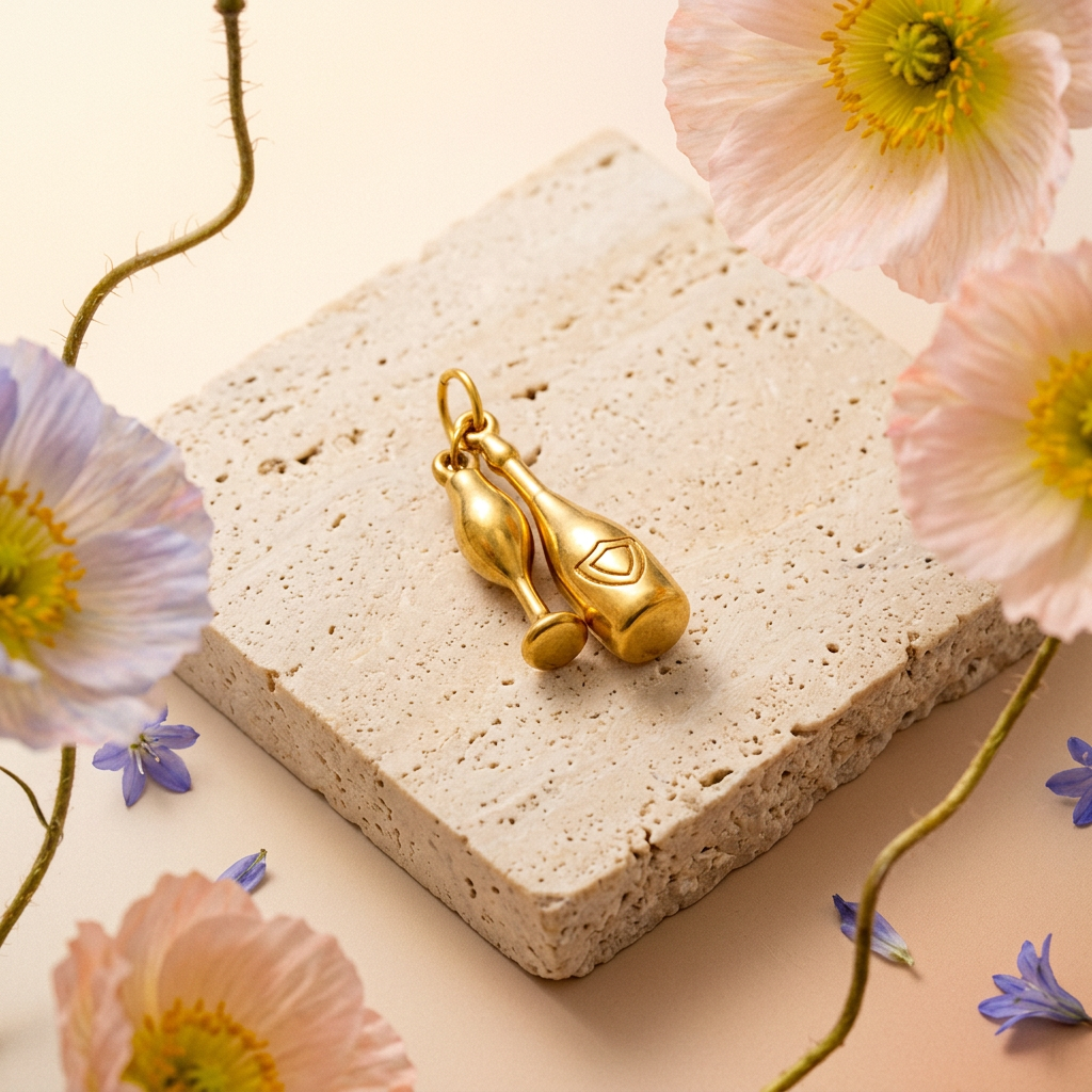 Gealina Golden Bottle & Goblet Pendant Charm