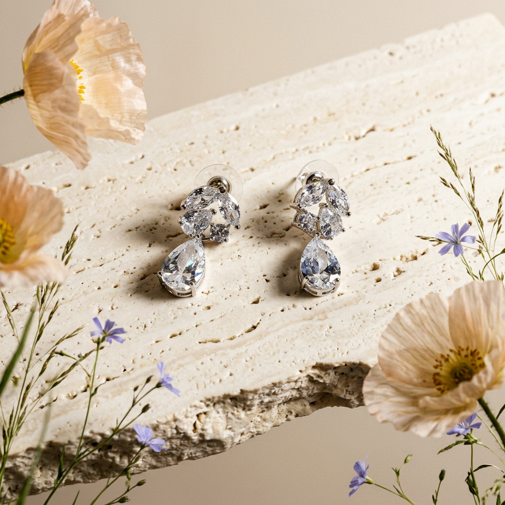 Raelia Silver Pear Drop Earrings