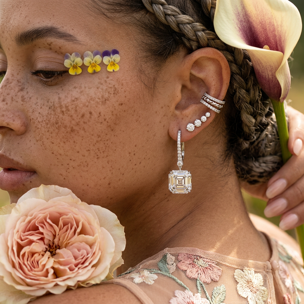 Zialia Silver Asscher Drop Earrings