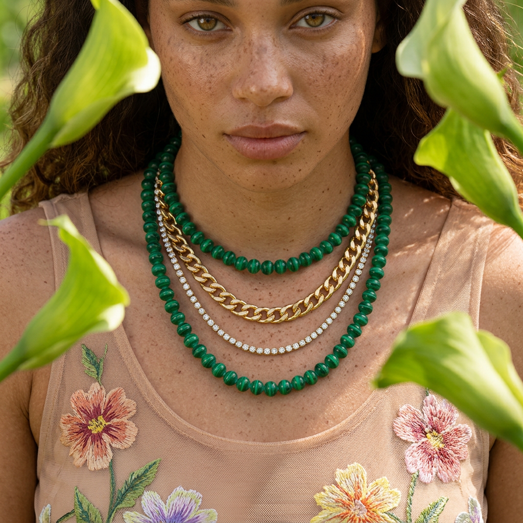 Mioria Emerald Bead Strand Necklace