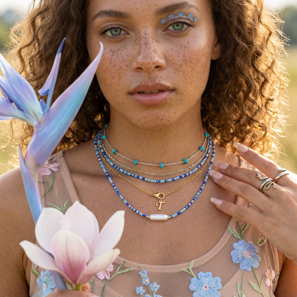 Raenia Golden Bar Pearl Strand Necklace