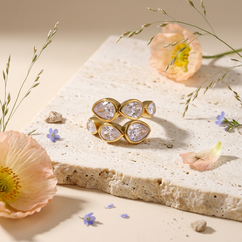 Laesia Golden Pear Statement Ring