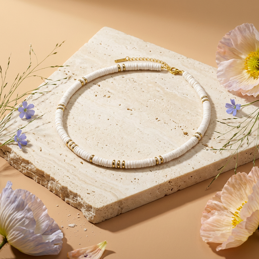 Raevia Golden Disc Choker Necklace