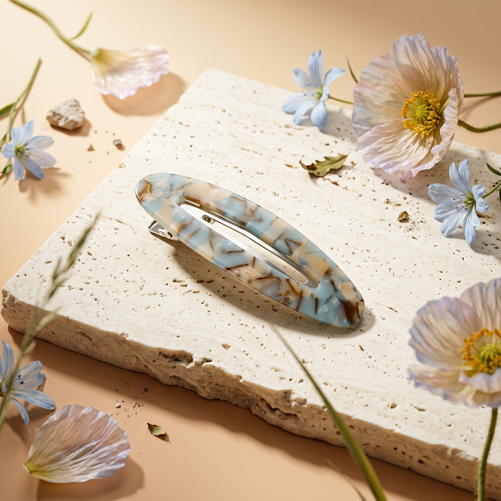 Miolia Silver Oval Barrette hair.