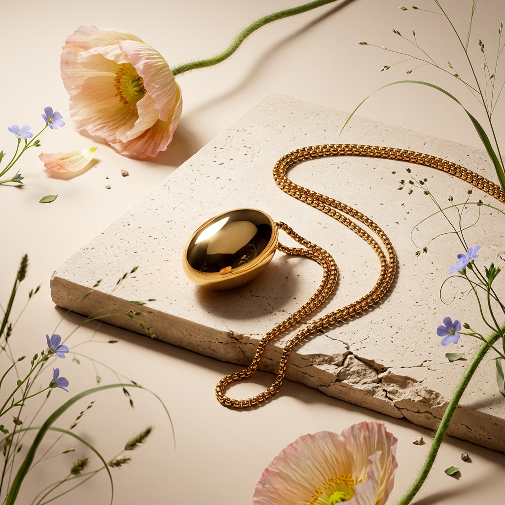 Liovia Golden Oval Pendant necklace