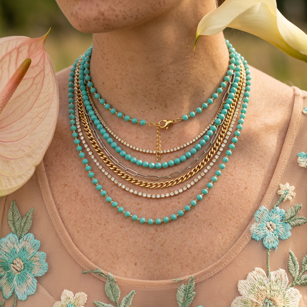 Vealia Golden Orb Chain Necklace