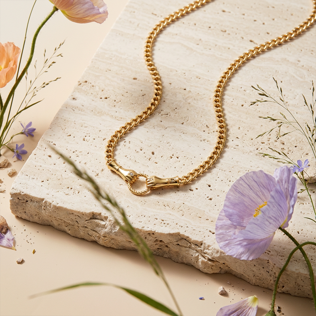 Lealina Golden Ring Chain Necklace
