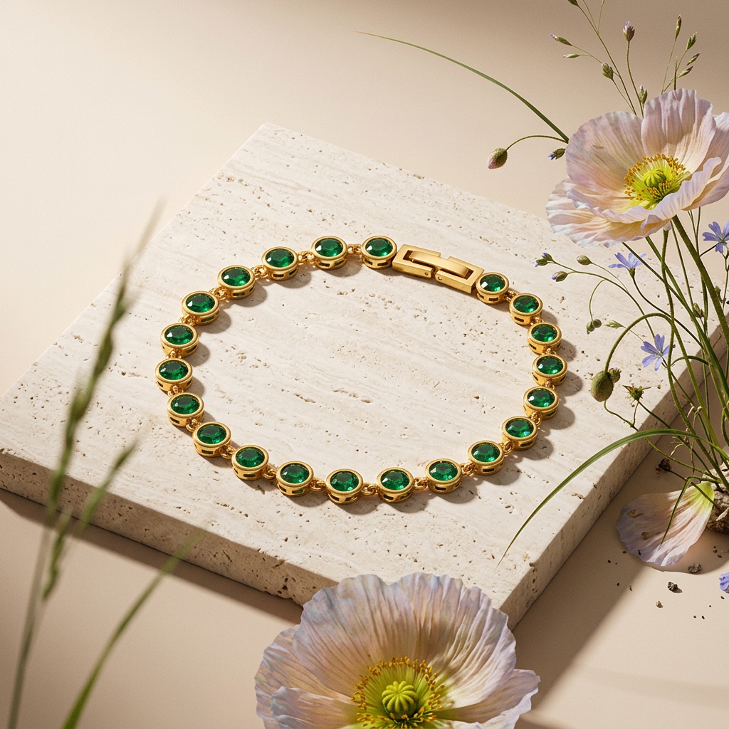 Zeonia Golden Orb Tennis Bracelet