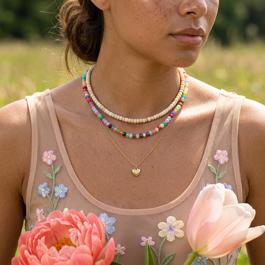 Gaelia Golden Orb Bead Strand Necklace