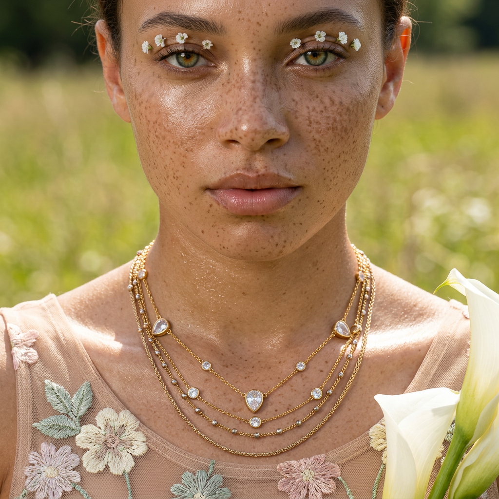 Saelia Golden Pear Delicate Chain Necklace