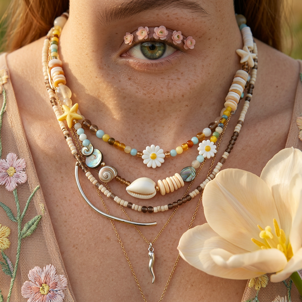 Zionia Shell Star Strand Necklace