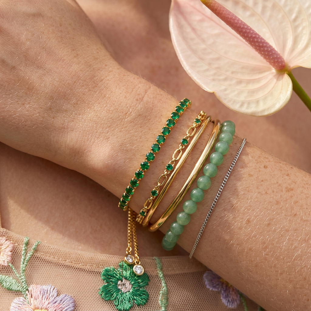 Zaephia Golden Orb Tennis Bracelet