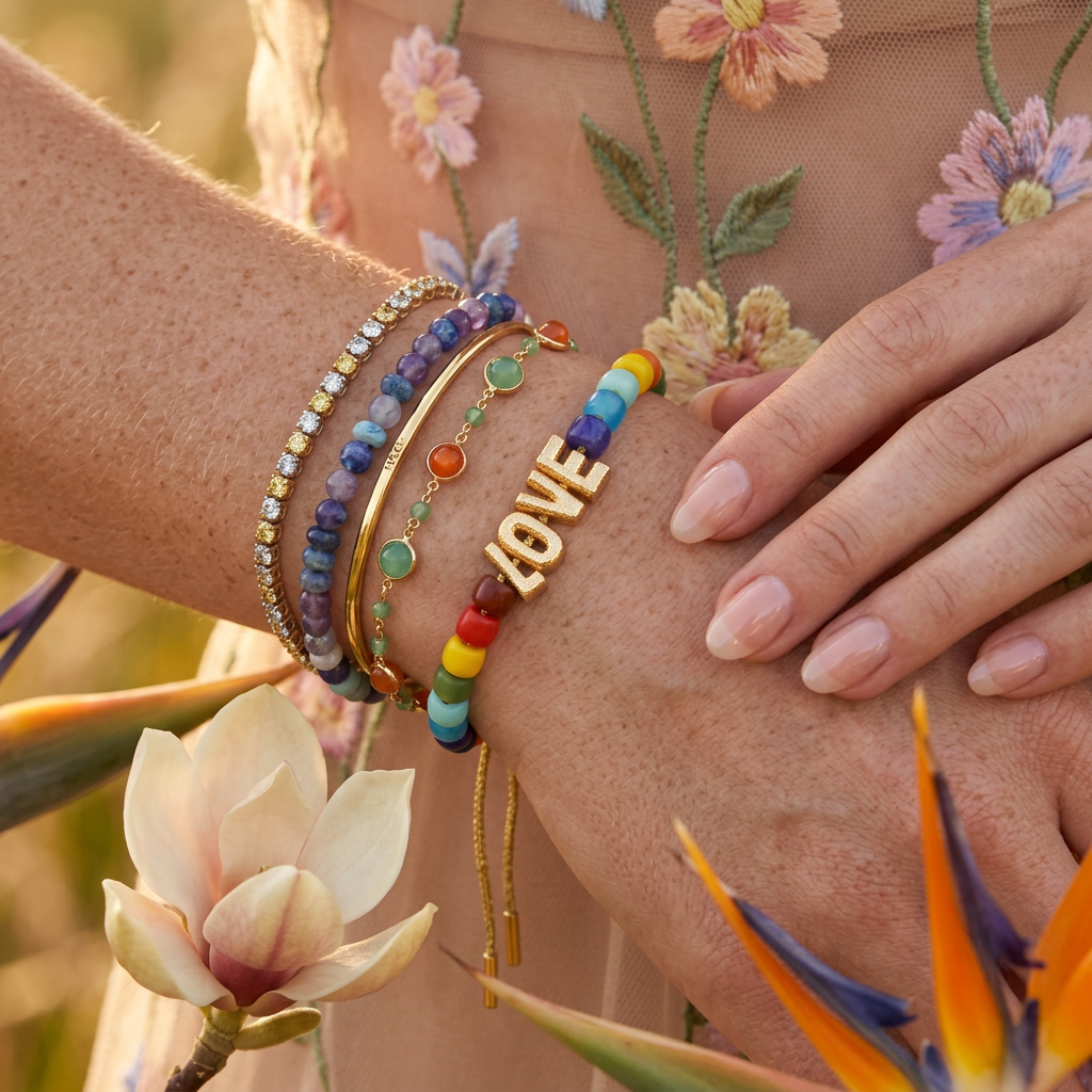 Zealina Golden Knot "LOVE" Label Charm Bracelet