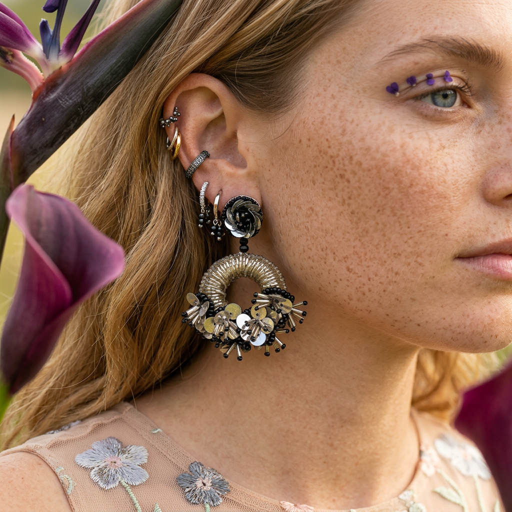 Laevia Silver Halo Drop Earrings